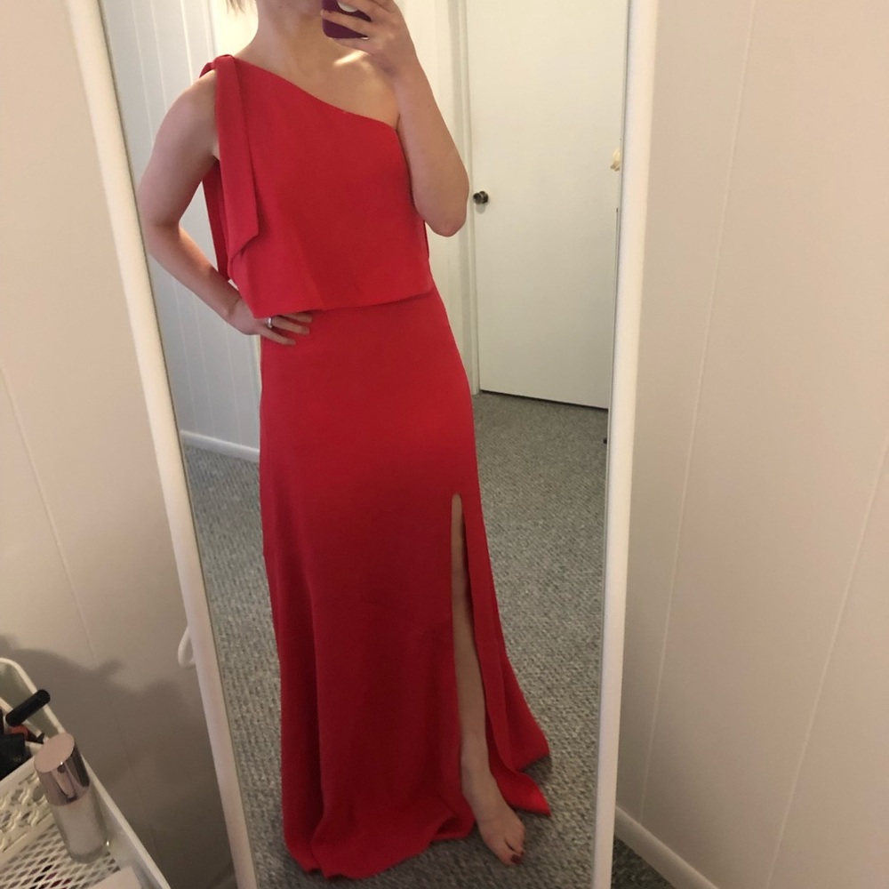 NWT Halston Heritage Poppy One Shoulder Gown